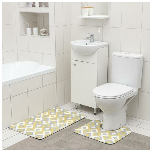 Набор ковриков для ванной и туалета SAVANNA «Роиз», 2 шт: 50×80 см, 40×50 см
