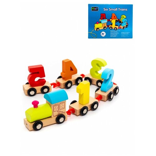 Поезд цифры с вагонами, деревянный. 10 вагонов / Детская деревянная, развивающая, обучающая игрушка Паровозик с цифрами поезд деревянный 10 вагонов