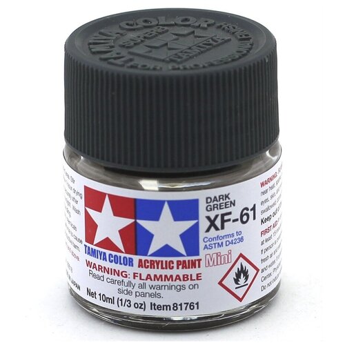 xf 5 flat green enamel paint 10 ml зелёный матовый краска эмалевая 10 мл tamiya 80305 Краска акриловая матовая XF-61 Dark Green темно-зеленая 10 мл Tamiya, TM-81761