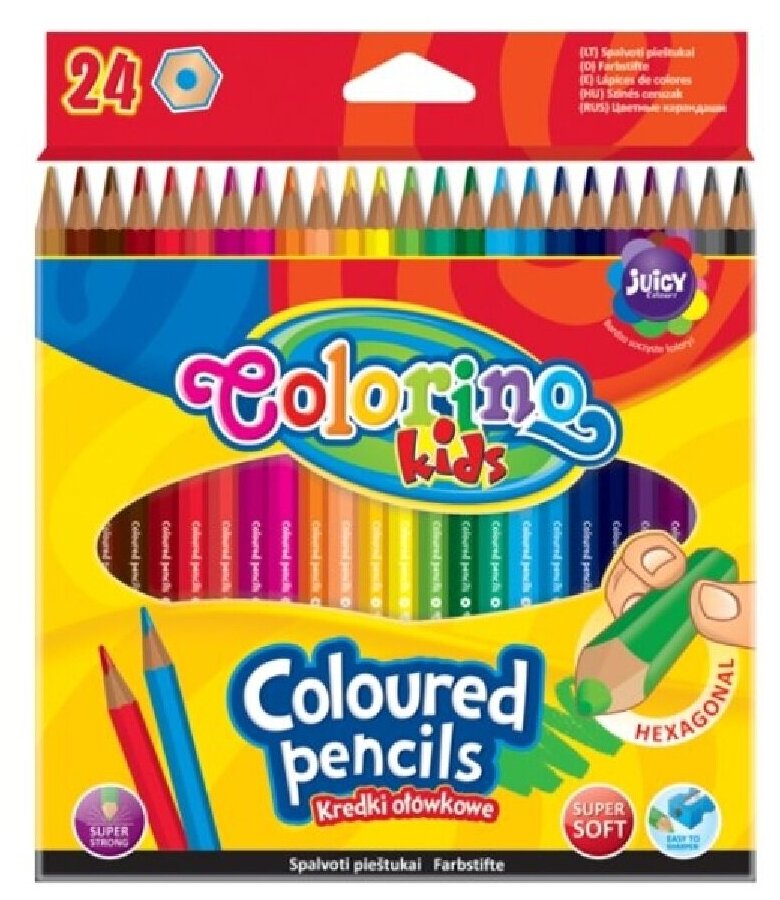 Набор цветных карандашей Colorino Kids, 24 цвета, шестигранные (Colorino 14700PTR)