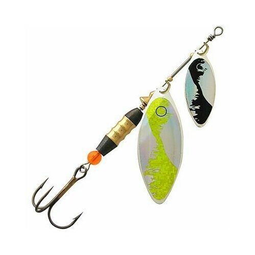 фото Блесна для рыбалки aqua double long 24,0g, лепестки № 2 + № 4, цвет dul-04 (серебро, желтый, черный), 1 штука