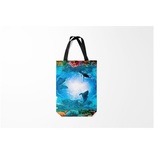 фото Сумка-шоппер / 31х42 см / звери / разные дельфины burnettie