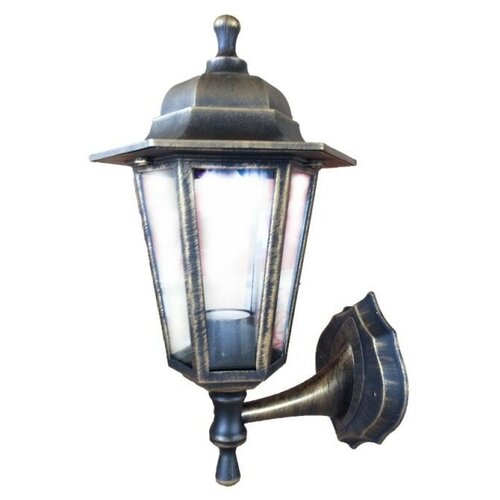 Элект НБУ Леда1 бронза светильник пласт. сад-парк E27 60W 35х20 6-гран. бра верх/вниз прозр. стекло IP44 (арт. 621923)