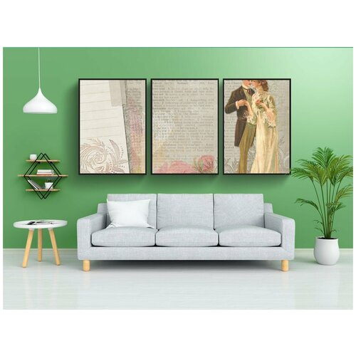 фото Набор модулных постеров для интерьера "задний план, винтаж, пара" 60x90 см. в тубусе, без рамки lotsprints