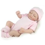 Reborn Kaydora Кукла Реборн виниловая (Reborn Full Vinyl Doll 11 inch) Девочка в розовом свитере и шапке (28 см) - изображение