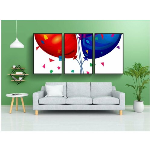 фото Набор модулных постеров для интерьера "надувные шарики, конфетти, украшение" 60x90 см. в тубусе, без рамки lotsprints