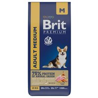 Корм для взрослых собак средних пород BRIT Premium Dog Adult Medium с курицей 15 кг