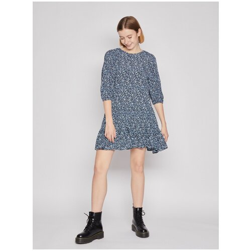 фото Мини платье с принтом, цвет синий, размер s zolla