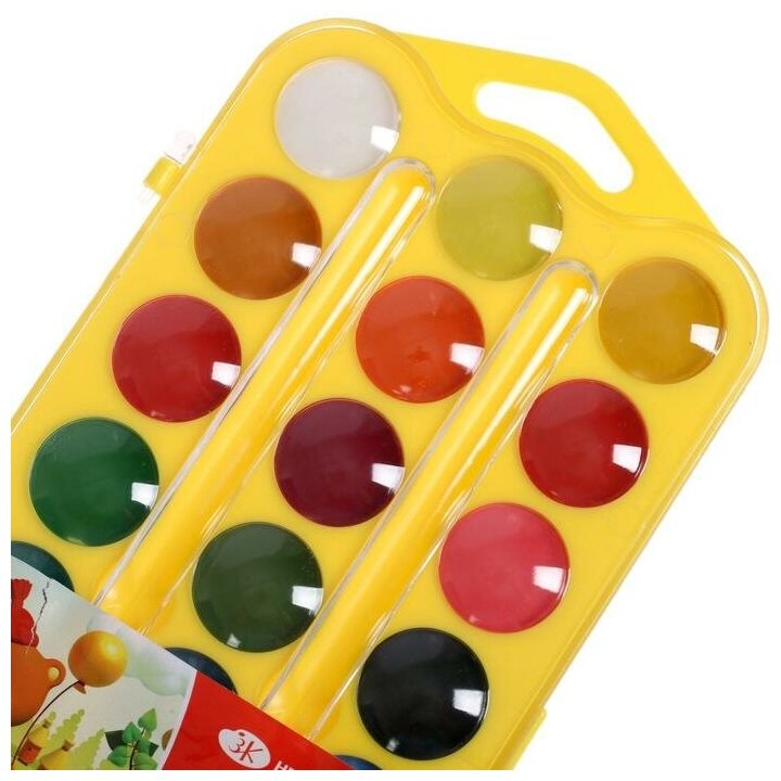 Цветик / Акварель (медовая) пластиковая желтая упаковка с петлей, 24 цвета, ЗХК Невская палитра