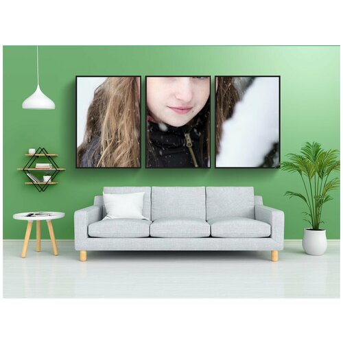 фото Набор модулных постеров для интерьера "девочка, мода, снегопад" 60x90 см. в тубусе, без рамки lotsprints