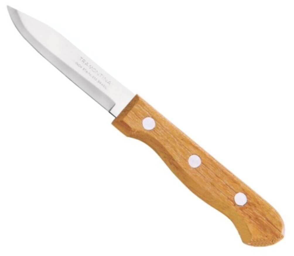 Нож кухонный Tramontina, Dynamic, для овощей, нержавеющая сталь, 7.5 см, рукоятка дерево, 22310/103-TR - фотография № 1