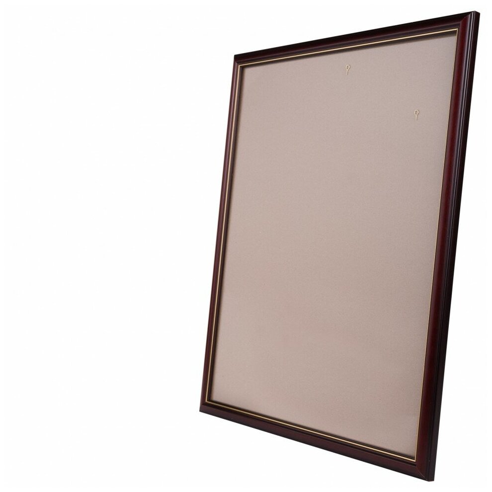 Рамка со стеклом 30х40 см, шир. 23 мм, деревянная, венге / золотой контур, БС 232 МД + комплект крепежа