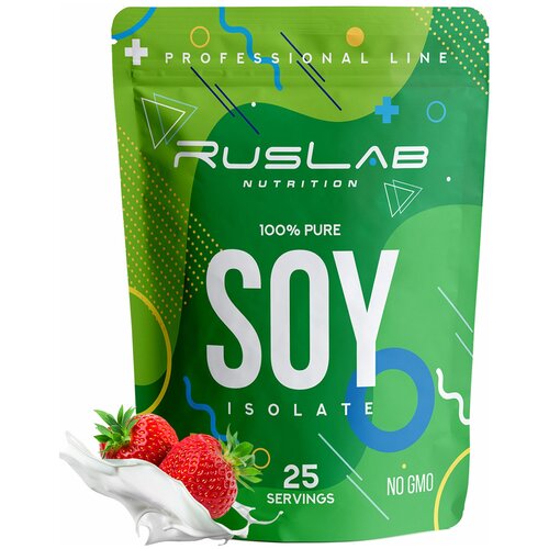 Соевый изолят SOY ISOLATE, протеин для вегетарианцев и веганов (800 гр), вкус клубника со сливками