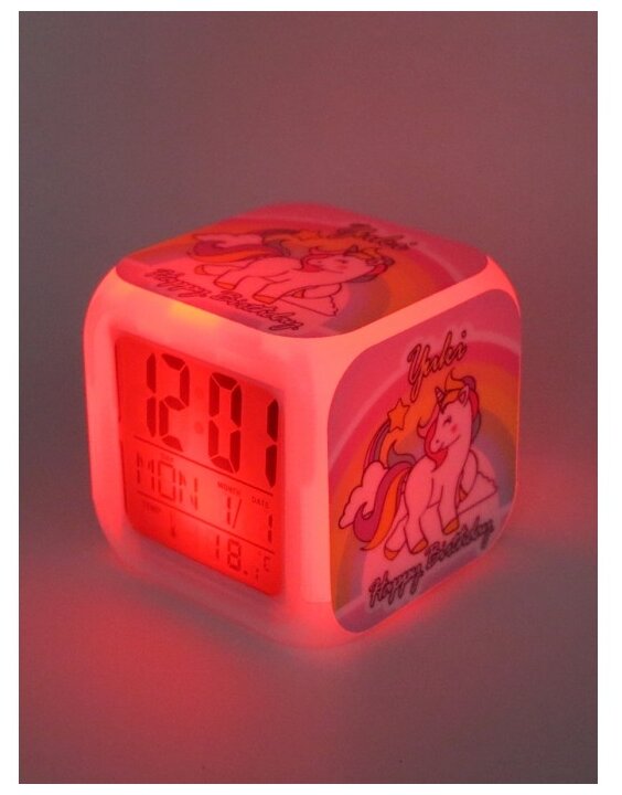 Часы-будильник Единорог с подсветкой №8 - фотография № 5