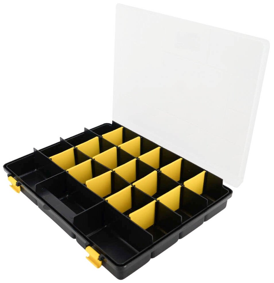 Органайзер (ящик) пластиковый 21 ячейки. 380 х 300 х 60 мм (черный)