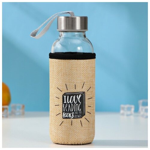 Бутылка для воды стеклянная в чехле Идея 300 мл h175 см рисунок микс 532₽