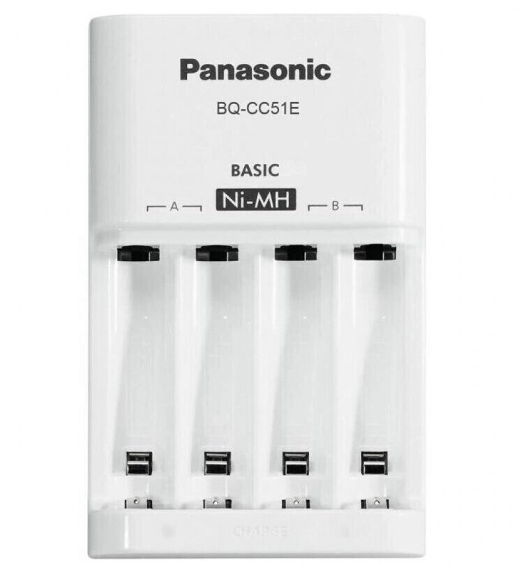 Зарядное устройство Panasonic Basic (BQ-CC51E) для 2 или 4 аккумуляторов типа АА/ААА Ni-MH 10 часов