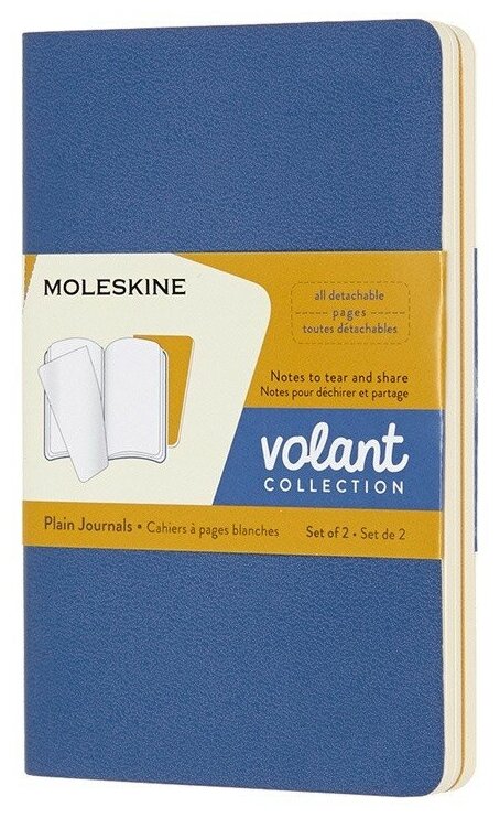 Блокнот Moleskine Volant, QP713B41M17, синий, желтый, 40 листов, 2 шт