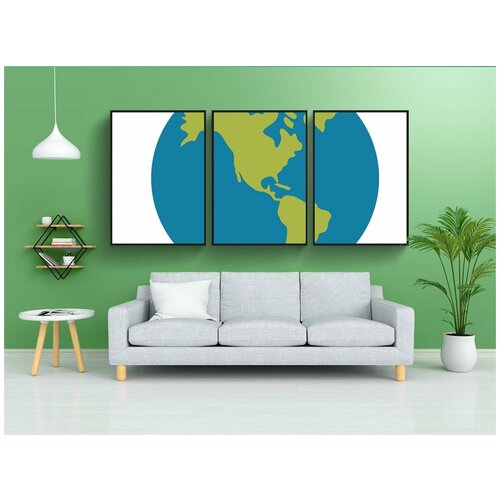 фото Набор модулных постеров для интерьера "emojis, планета, земля" 60x90 см. в тубусе, без рамки lotsprints