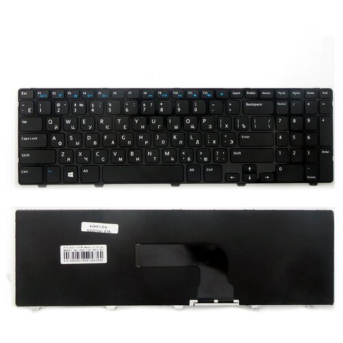 Клавиатура для ноутбука Dell Inspiron 15 3521 3537 15R 5537 Плоский Enter Чёрная с чёрной рамкой PN NSK-LA00R 105000₽