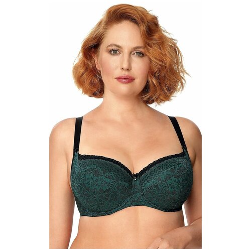 фото Бюстгальтер nipplex, чашка формованная, кружевная, на косточках, бретели регулируемые, размер 75d, зеленый