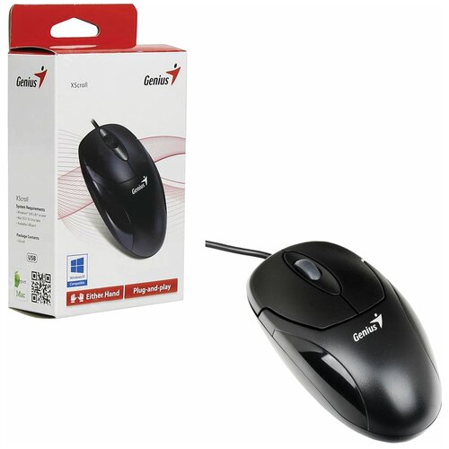 Мышь проводная оптическая GENIUS XScroll V3 USB 2 кнопки 1 колесо- кнопка чёрный 31010233100 181600₽