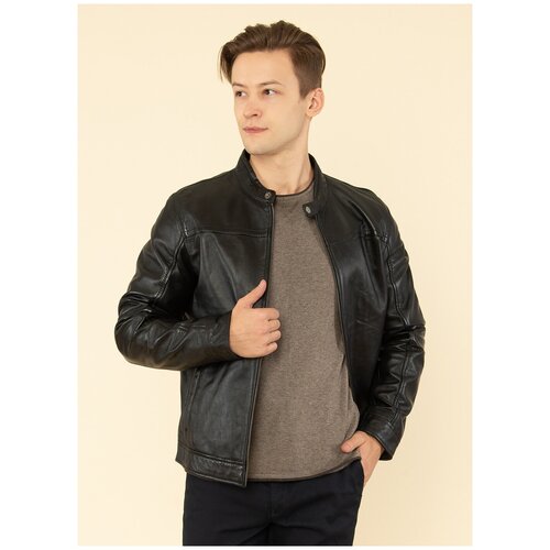 фото Кожаная куртка 259, каляев, размер 54, черный