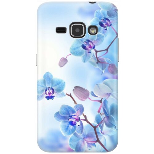 Ультратонкий силиконовый чехол-накладка для Samsung Galaxy J1 (2016) с принтом Голубые орхидеи