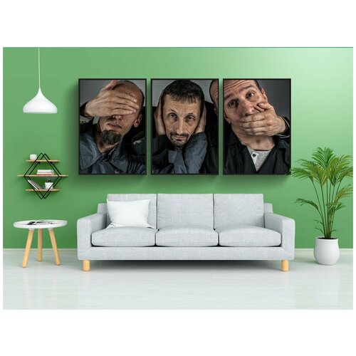 фото Набор модулных постеров для интерьера "портрет, взрослый, мужская" 60x90 см. в тубусе, без рамки lotsprints