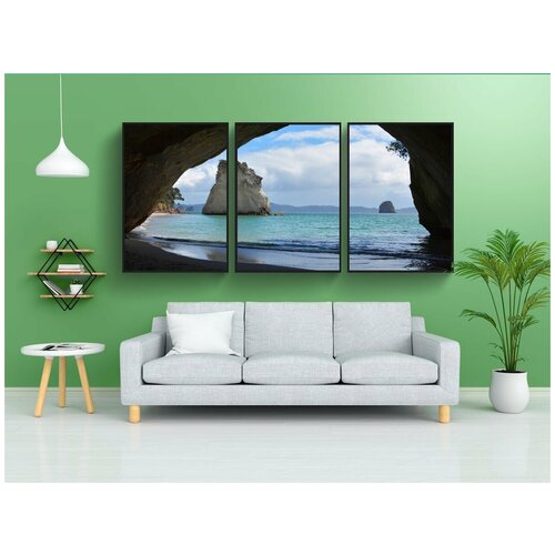 фото Набор модулных постеров для интерьера "соборная бухта, новая зеландия, море" 60x90 см. в тубусе, без рамки lotsprints