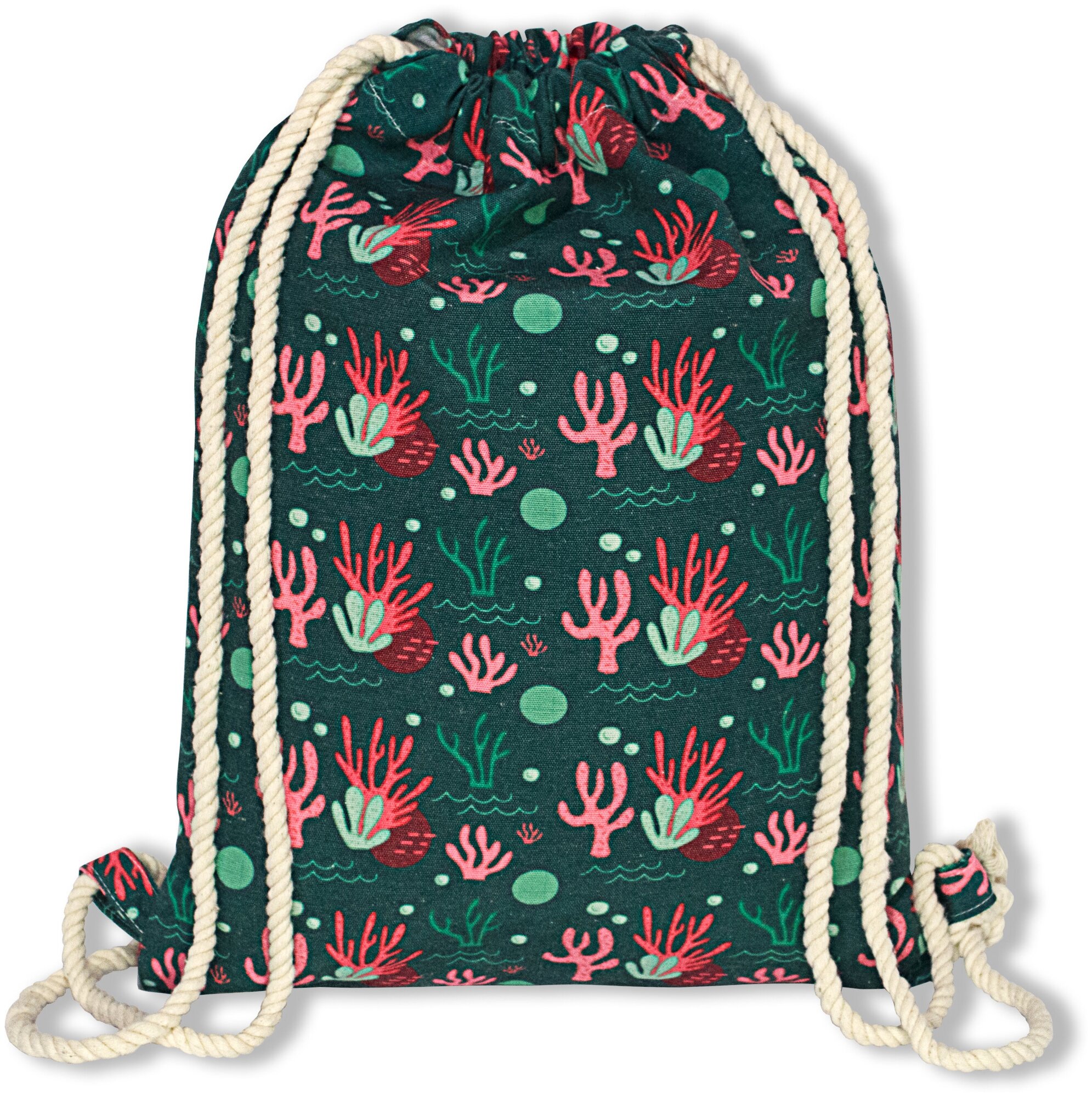 Пляжный рюкзак Штучки, к которым тянутся ручки Морское дно, зеленый