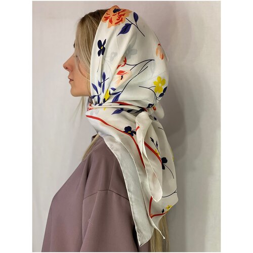 фото Платок шёлковый "цветы", натуральный шёлк uvv_silk