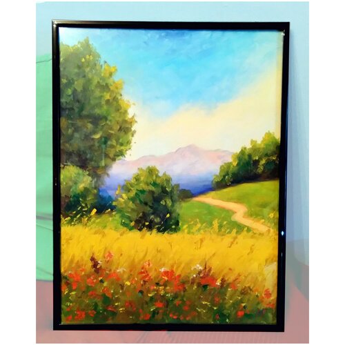 Картина маслом Летнее поле 30х40 см. в рамке