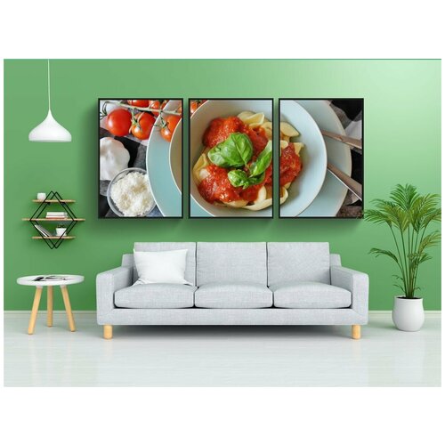 фото Набор модулных постеров для интерьера "тортеллини, лапша, макаронные изделия" 60x90 см. в тубусе, без рамки lotsprints