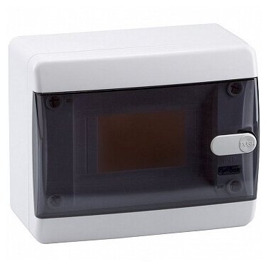 Распределительный шкаф OptiBox P, 6 мод, IP41, навесной, пластик, прозрачная черная дверь | код. 145774 | КЭАЗ (4шт. в упак.)