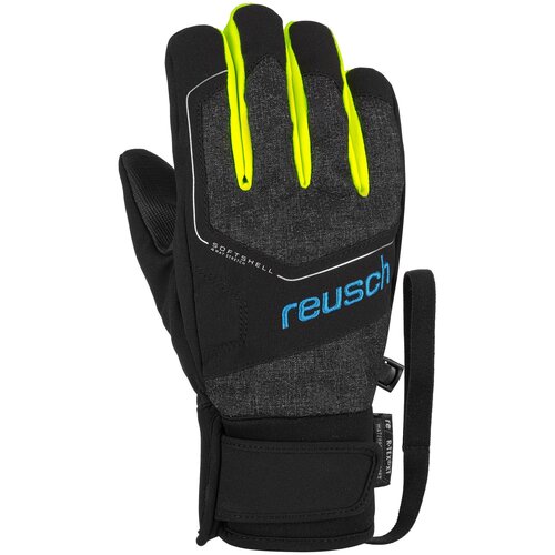 фото Перчатки горнолыжные reusch torby r-tex xt junior black melange/black/safety yellow (inch (дюйм):4)