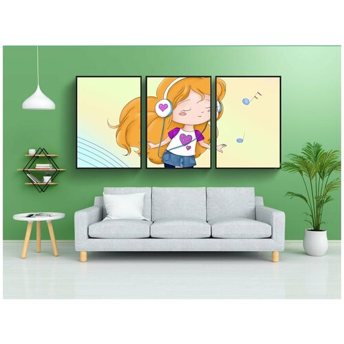 фото Набор модулных постеров для интерьера "милый, девочка, каваи" 60x90 см. в тубусе, без рамки lotsprints