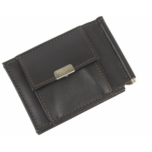 фото Зажим для купюр кроко из натуральной кожи, бумагодержатель, компактный кошелек, зажим для денег коричневый зк302-5