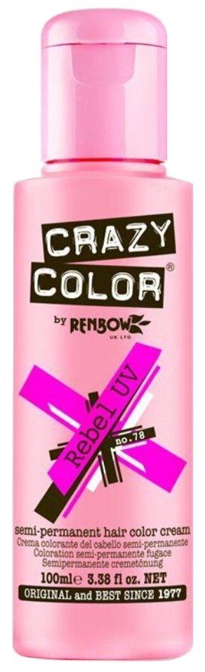 Crazy Color Краситель прямого действия Semi-Permanent Hair Color Cream, 78 rebel uv, 100 мл
