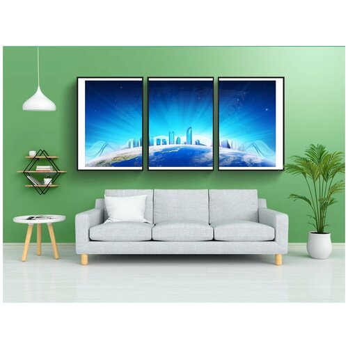 фото Набор модулных постеров для интерьера "бизнес, земля, задний план" 60x90 см. в тубусе, без рамки lotsprints