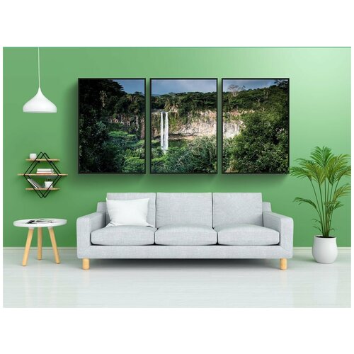 фото Набор модулных постеров для интерьера "водопады, деревья, джунгли" 60x90 см. в тубусе, без рамки lotsprints