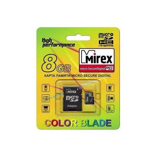 Карта памяти Mirex microSDHC Class 4 8GB (SD adapter)