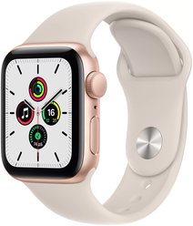 Умные часы Apple Watch SE GPS 44мм Aluminum Case with Sport Band RU, золотистый/сияющая звезда