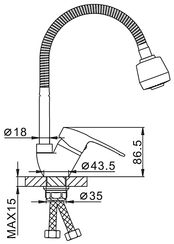 Смеситель для кухни с гибким изливом Frap F43701-B