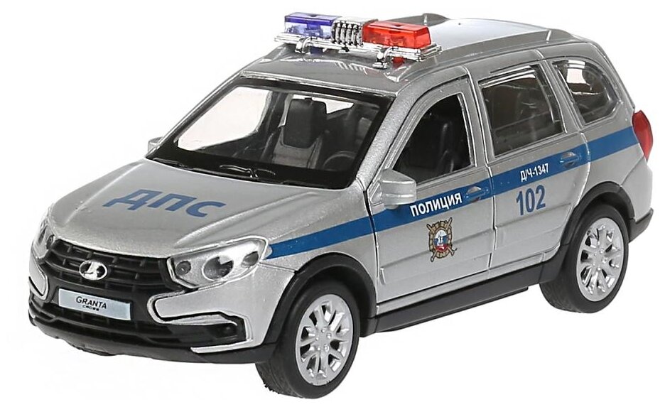 Машинка ТЕХНОПАРК Lada Granta Cross 2019 Полиция (GRANTACRS-12POL-SR) 1:32, 12 см, серебристый