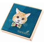 Полотенце SANTALINO котик,50*90. махра, изумрудный,100% хлопок 400гр\м (850-330-62) - изображение