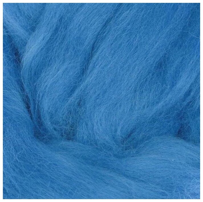 Шерсть для валяния ТРО Гребенная лента (100%полутонкая шерсть) 100г цв.0005 голубой - фотография № 2