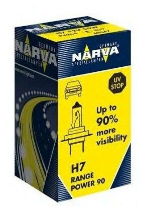 NARVA лампа H7 12V- 55W (PX26D) ( -90% света) RANGE POWER 90 48047 1шт