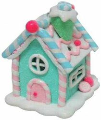 Ёлочная игрушка сахарный домик мечты мятный, с подсветкой LED-огнями, полирезин, 6.6х6.6х8.5 см, Forest Market