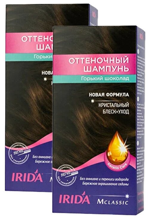 Оттеночный шампунь IRIDA горький шоколад 150мл. (набор 2 уп. по 75 мл.) оттеночное средство для волос, тонирующее